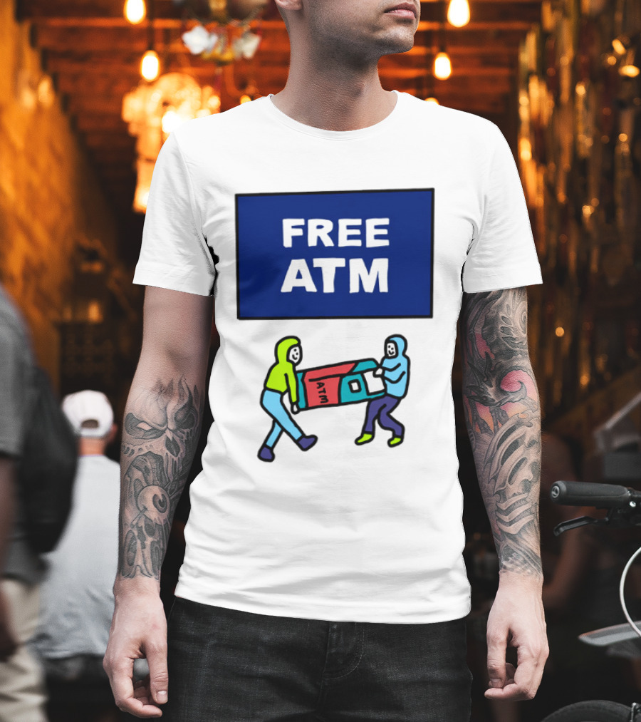 Free ATM Funny Cartoon Drawing T-Shirt