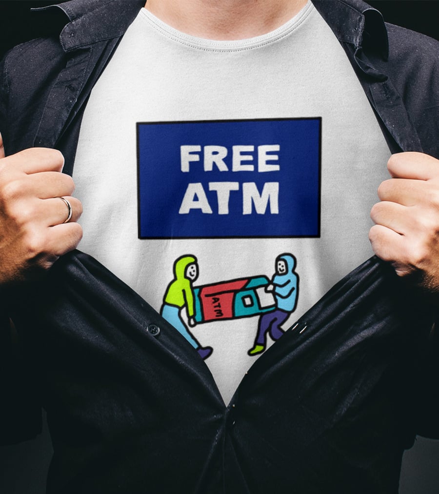 Free ATM Funny Cartoon Drawing T-Shirt