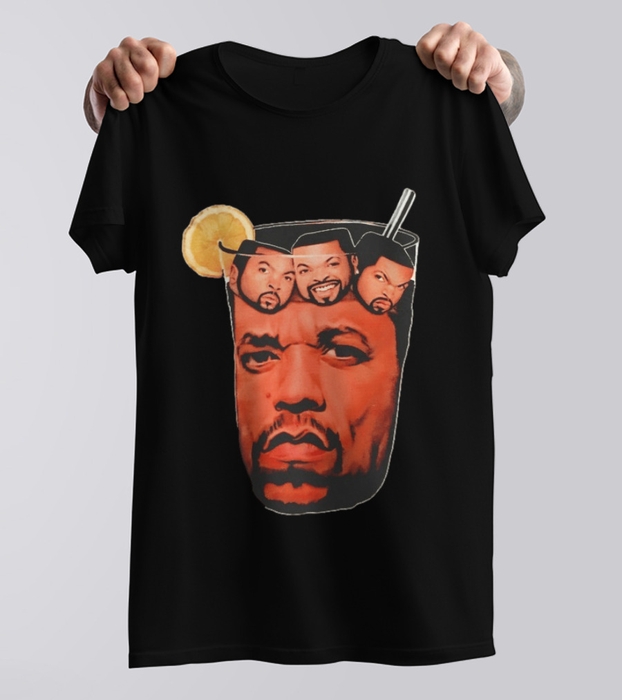 Ice And Ice Cube Faces In Glass With Lemon And Straw T-Shirt