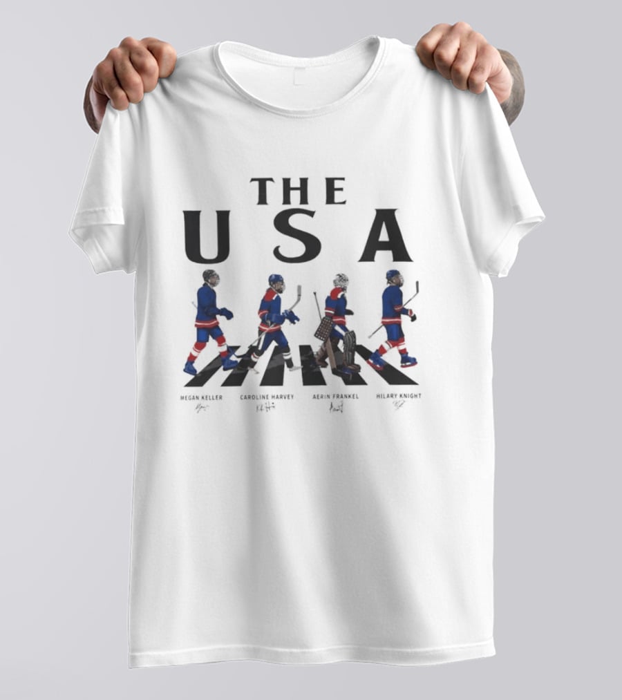 USA Women Ice Hockey Abbey Road Skaters Signatures T-Shirt
