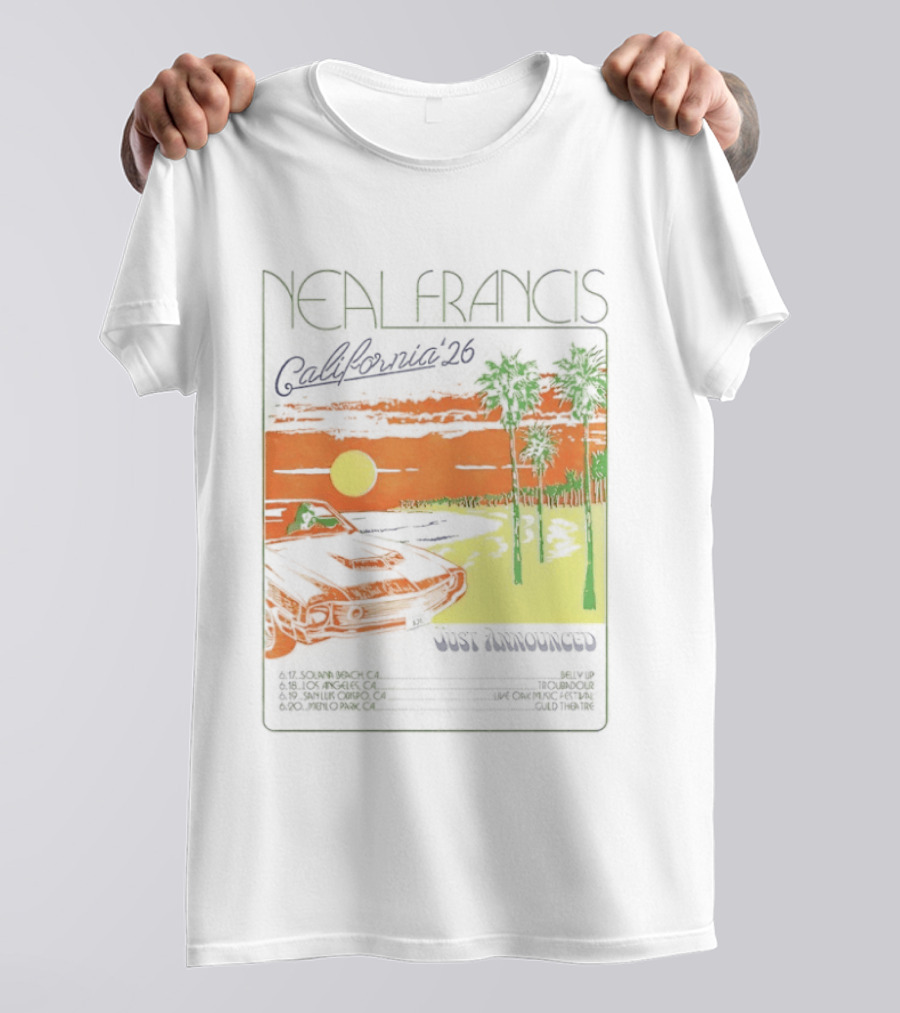 Neal Francis California Tour 2026 Sunset Palm Trees T-Shirt