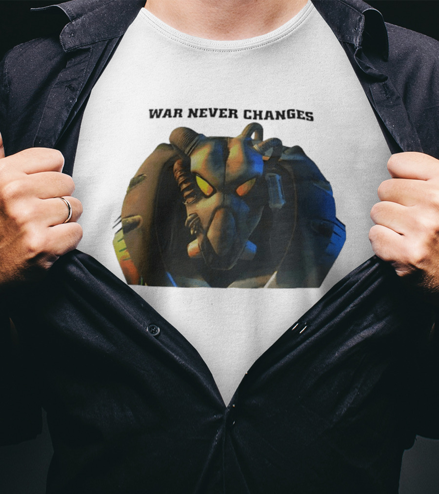 War Never Changes Enclave Power Armor Iconic Fallout Gaming T-Shirt