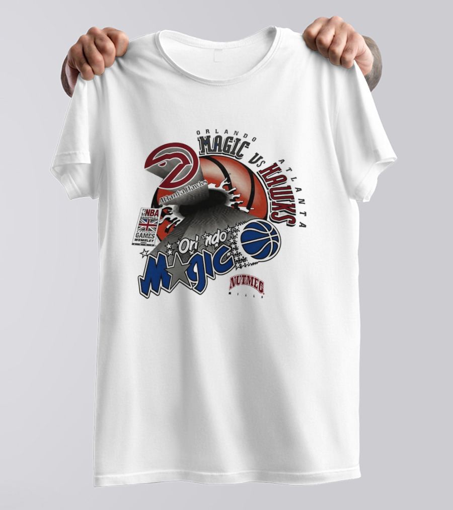 Orlando Magic Vs Atlanta Hawks NBA London 1993 Basketball Event T-Shirt