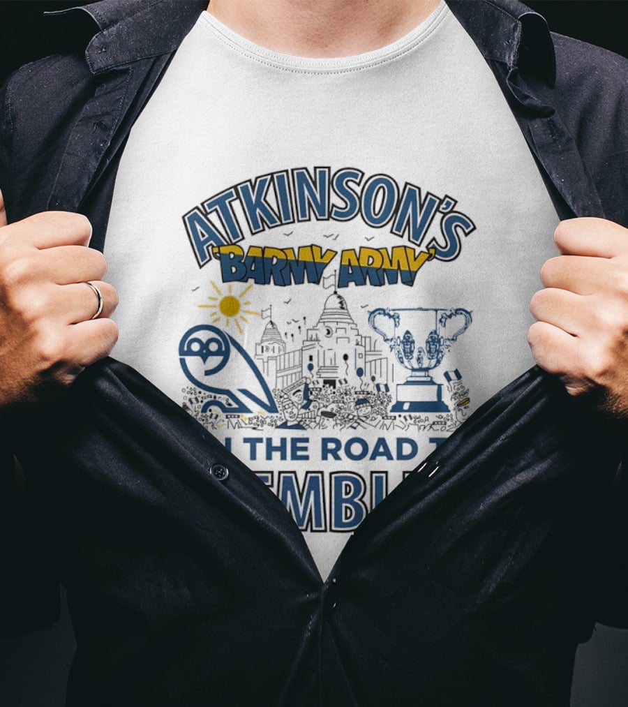 Atkinson's Barmy Army On The Road To Wembley Owl And Trophy Scene T-Shirt