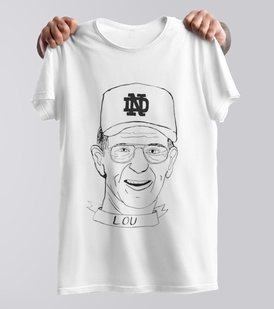 Lou Holtz Notre Dame ND Cap Drawing T-Shirt