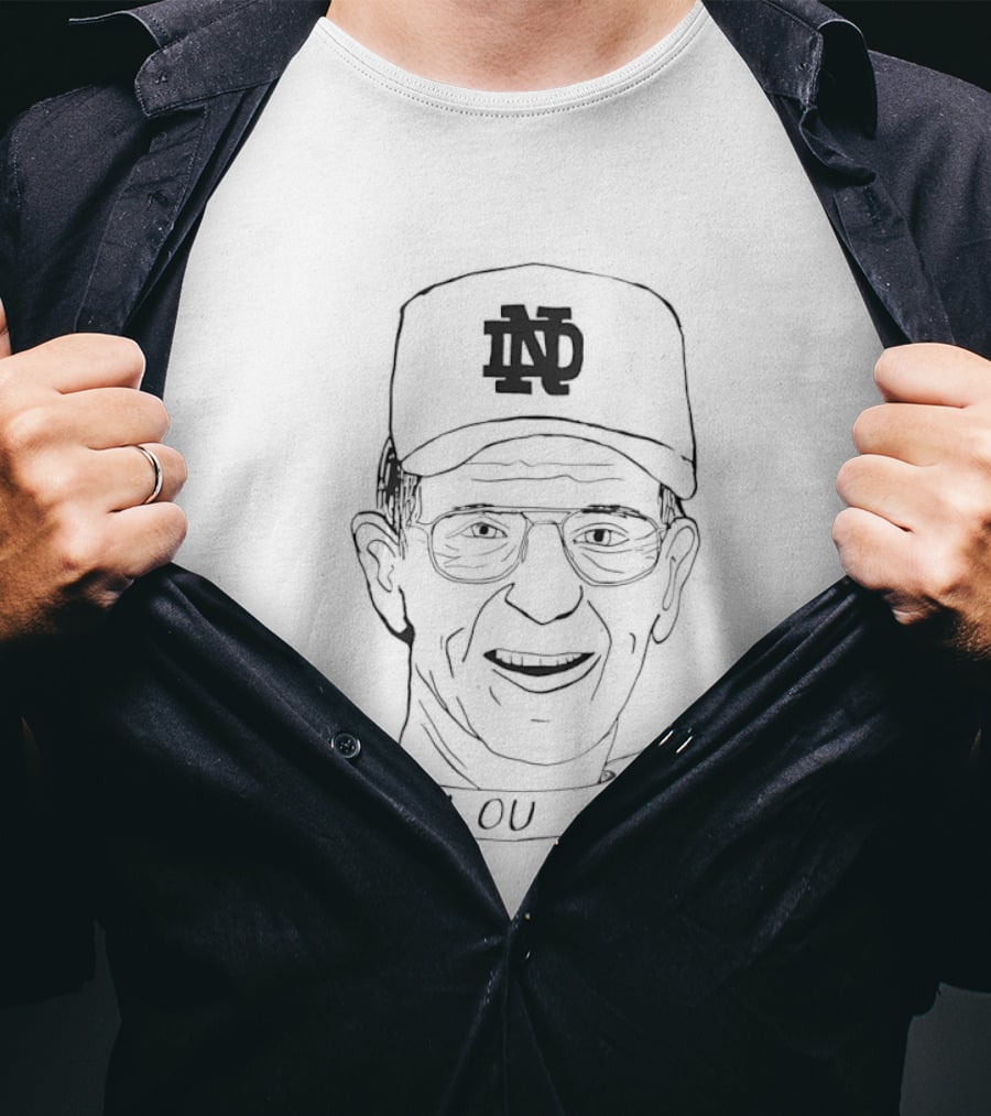 Lou Holtz Notre Dame ND Cap Drawing T-Shirt