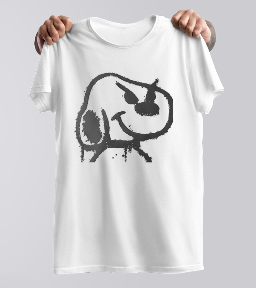 Snoopy Minimalist Outline Feeding Sketch T-Shirt