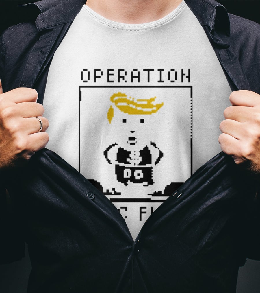 Operation Epic Fury Trump Cartoon Blocky Style Yellow Hair T-Shirt