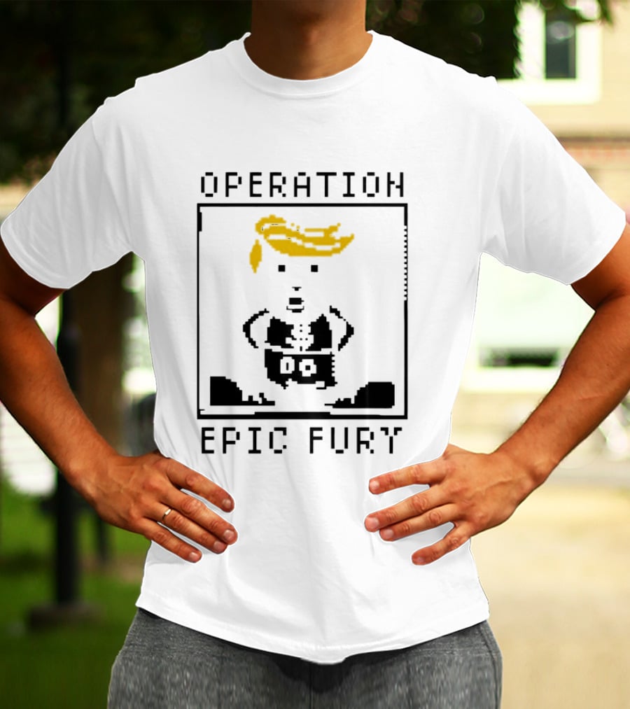 Operation Epic Fury Trump Cartoon Blocky Style Yellow Hair T-Shirt