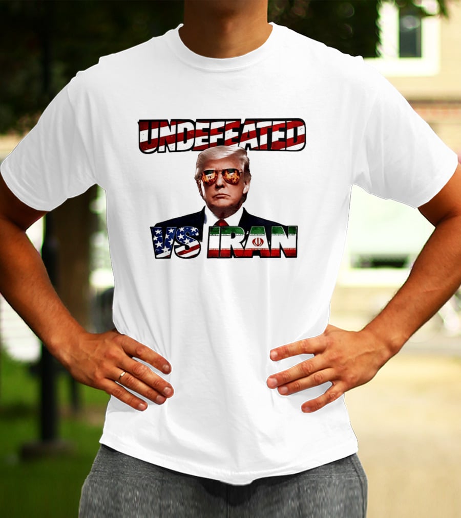 UNDEFEATED Donald Trump Sunglasses Vs Iran Flag Iconic Matchup T-Shirt