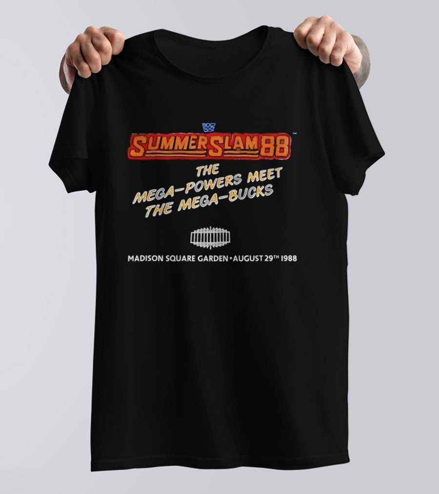 WWF SummerSlam 88 The Mega Powers Meet The Mega Bucks Madison Square Garden August 29 1988 T-Shirt