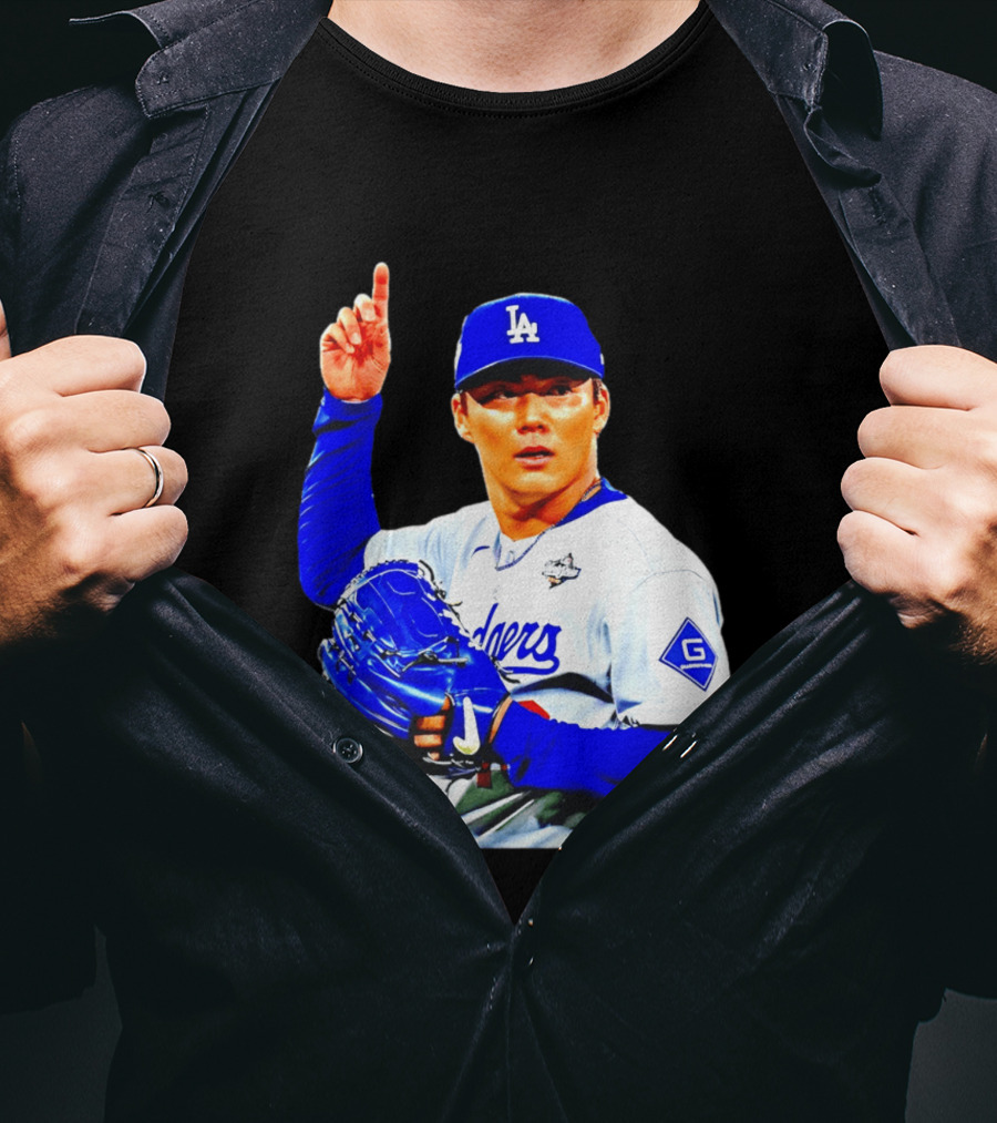 Yoshinobu Yamamoto '26 Los Angeles Dodgers Player Blue Glove T-Shirt