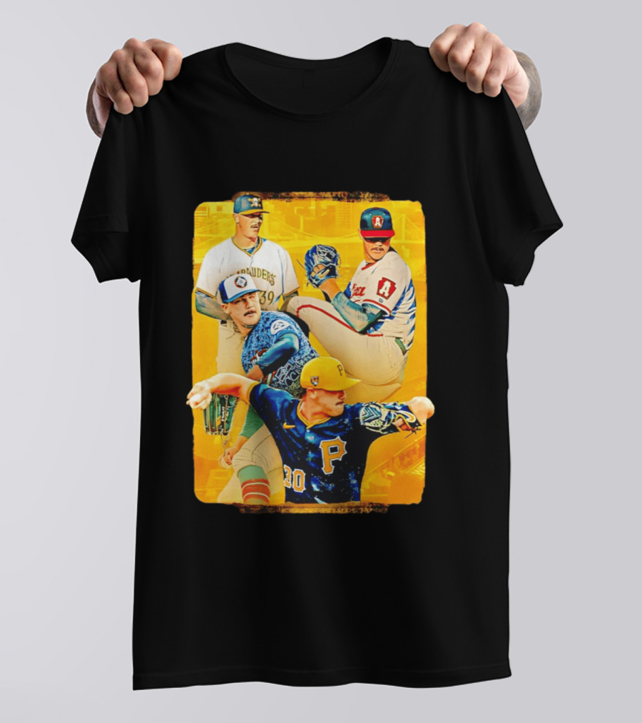 Paul Skenes Pitching Collage Pittsburgh Pirates 2026 T-Shirt