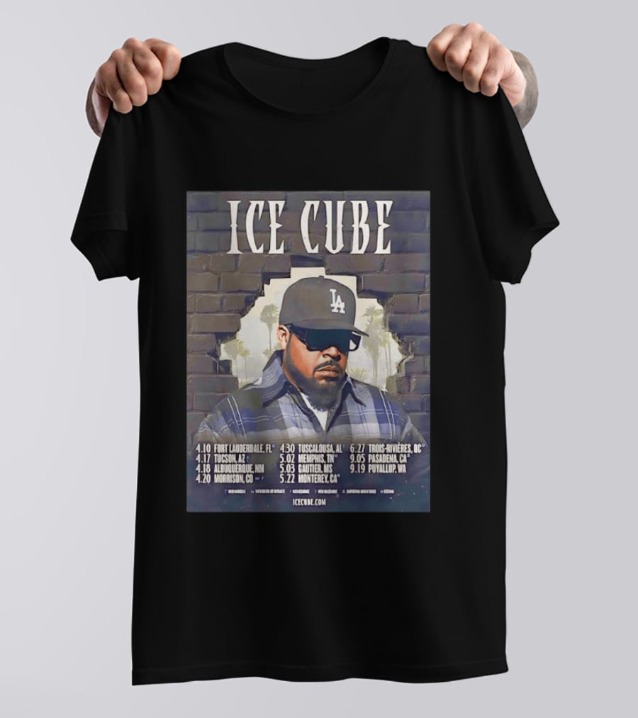 Ice Cube 4 Decades Of Attitude Tour 2026 North America Tour Dates And Locations T-Shirt