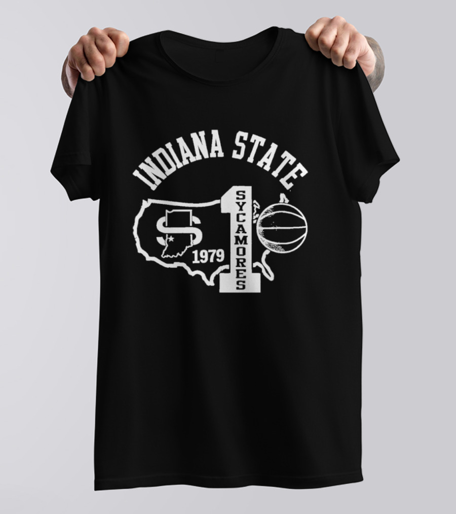 Indiana State Sycamores 1979 Number One Basketball State Map T-Shirt