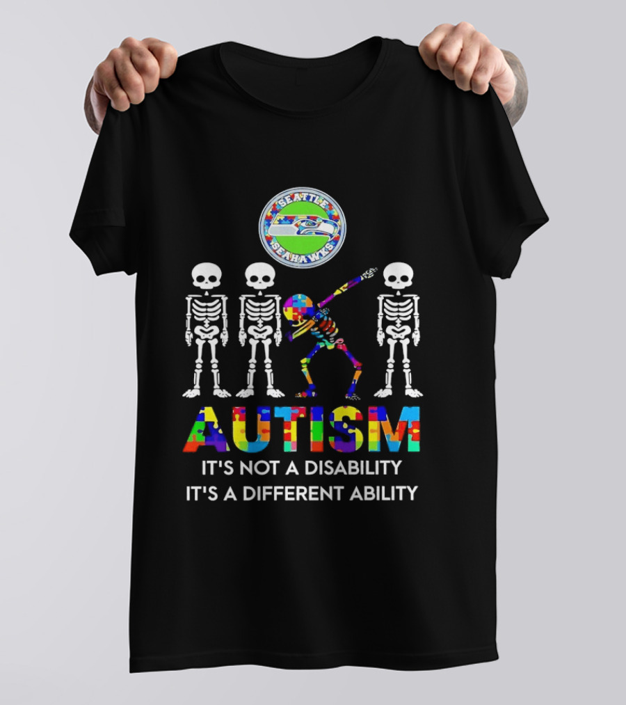 Seattle Seahawks Autism It's Not A Disability It's A Different Ability T-Shirt