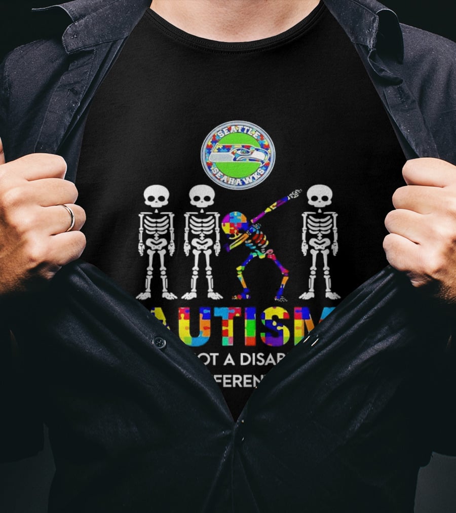 Seattle Seahawks Autism It's Not A Disability It's A Different Ability T-Shirt