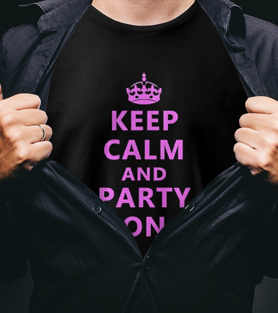 Keep Calm And Party On Pink Crown T-Shirt