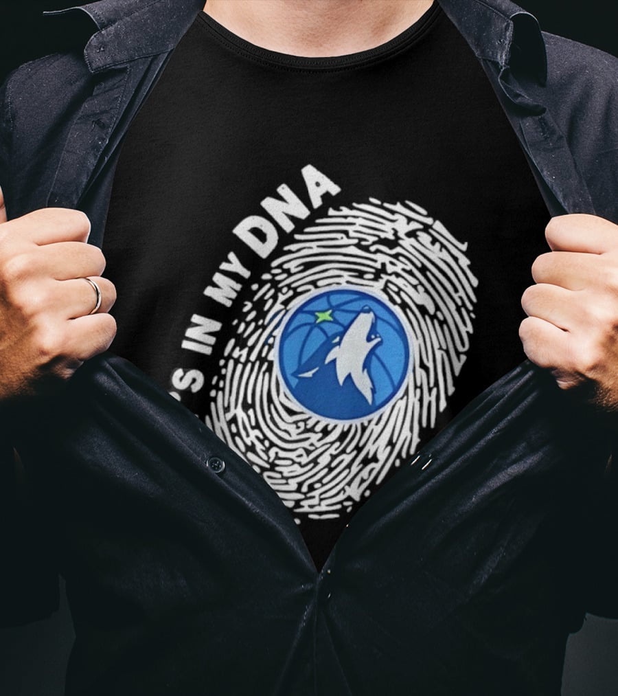 Minnesota Timberwolves It's In My DNA Fingerprint Wolf Basketball T-Shirt