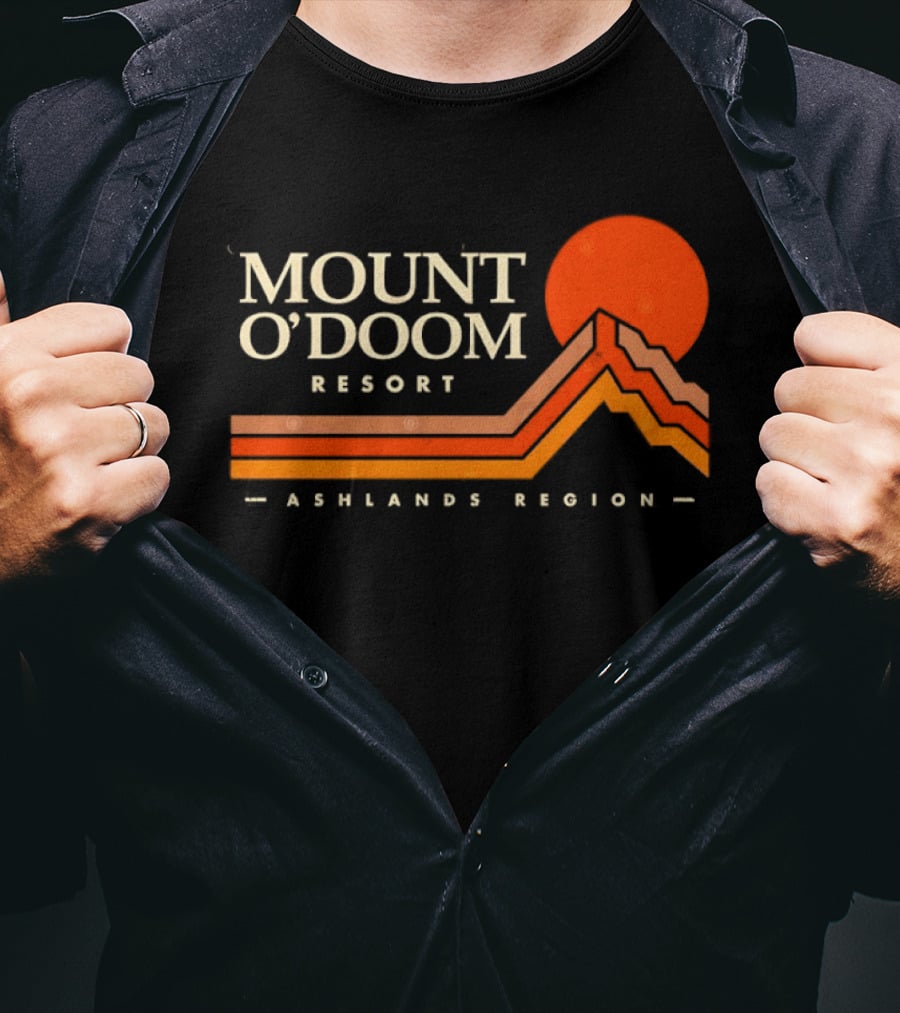 Mount O'Doom Resort Ashlands Region Sunset Retro Mountain T-Shirt