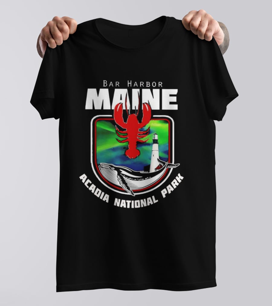 Bar Harbor Maine Acadia National Park Lobster Whale Lighthouse T-Shirt