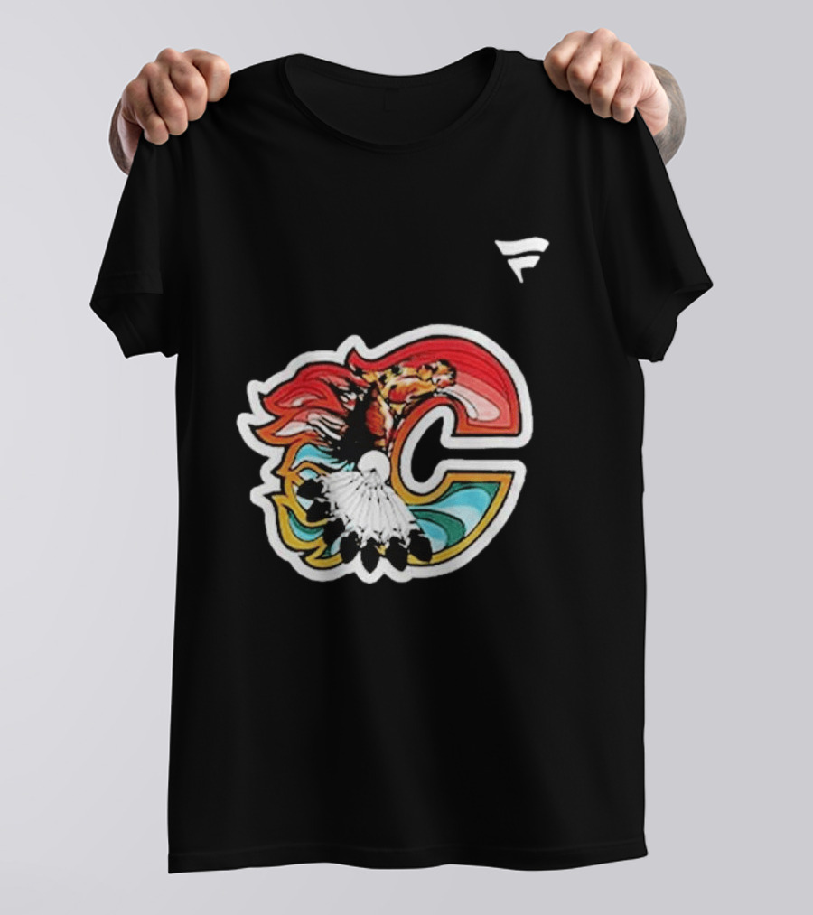 Calgary Flames Hockey Native Tribute C Logo Celebration T-Shirt