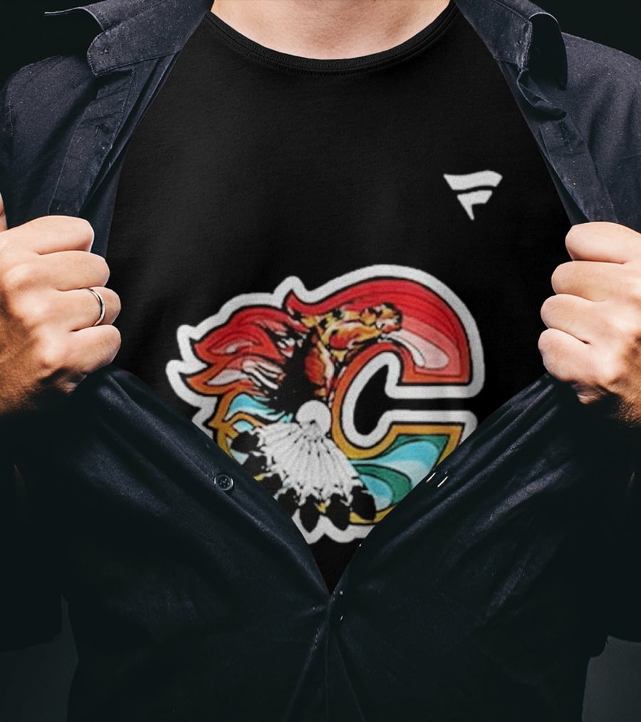 Calgary Flames Hockey Native Tribute C Logo Celebration T-Shirt