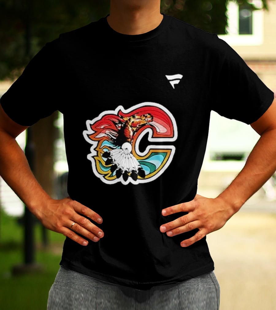 Calgary Flames Hockey Native Tribute C Logo Celebration T-Shirt