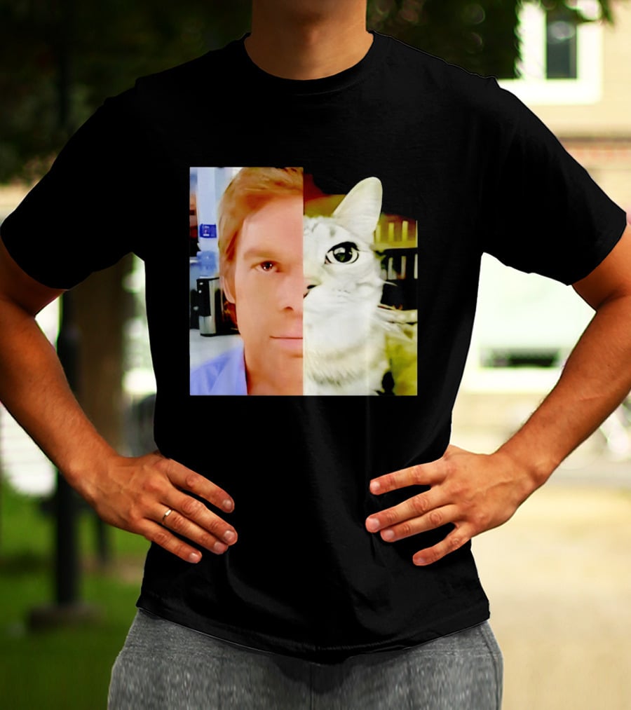 Dexter Morgan Cat Mashup Face Fusion T-Shirt