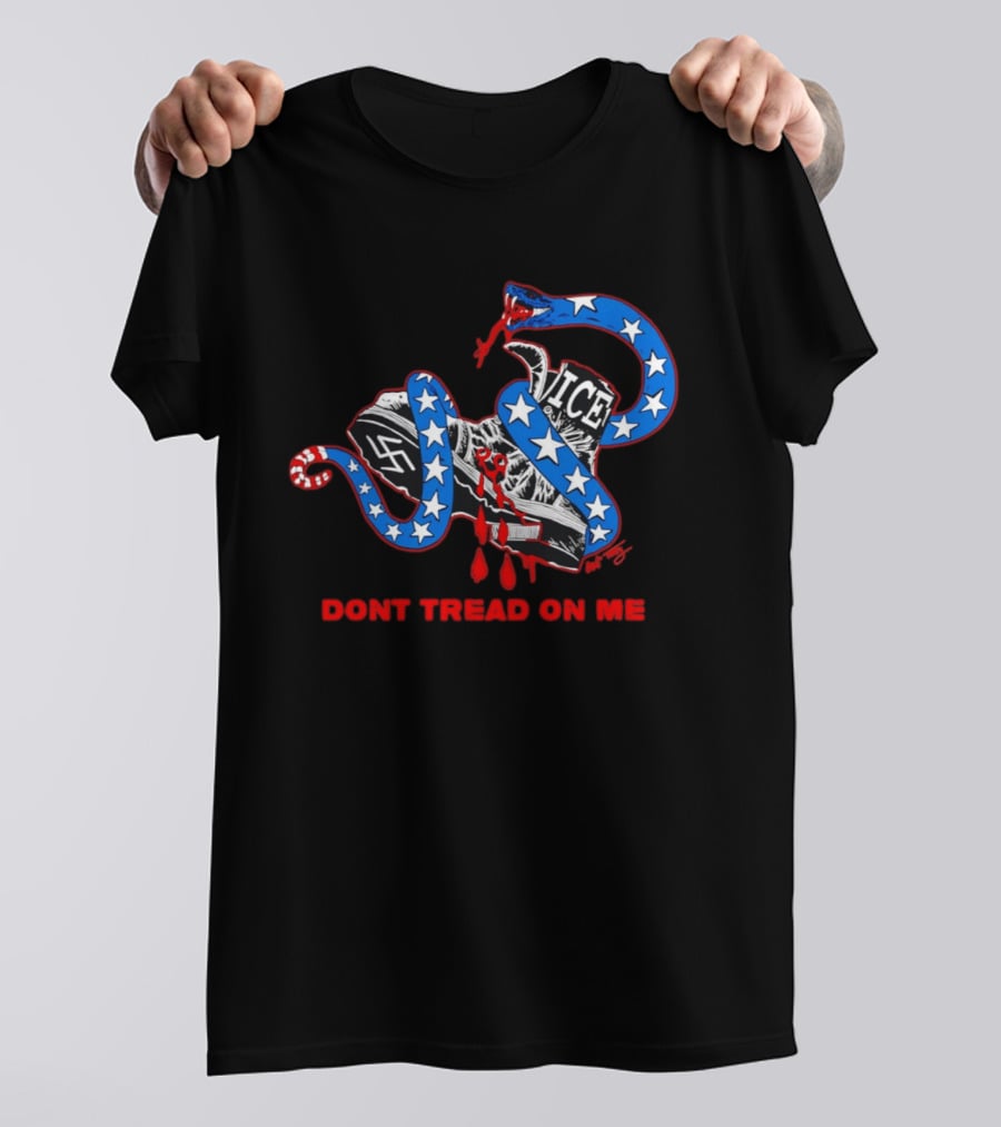 Don't Tread On Me Ice Snake Swastika Shoe T-Shirt
