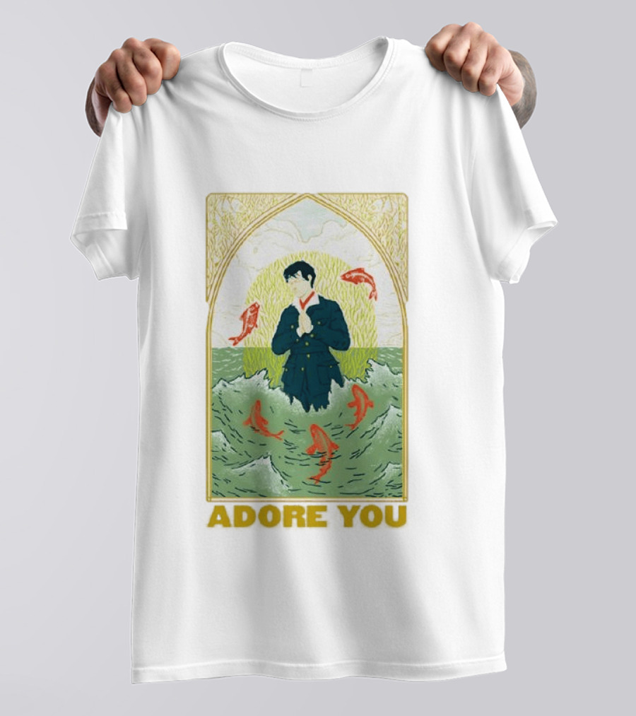 Adore You Iconic Pose Surrounded By Fish And Waves T-Shirt