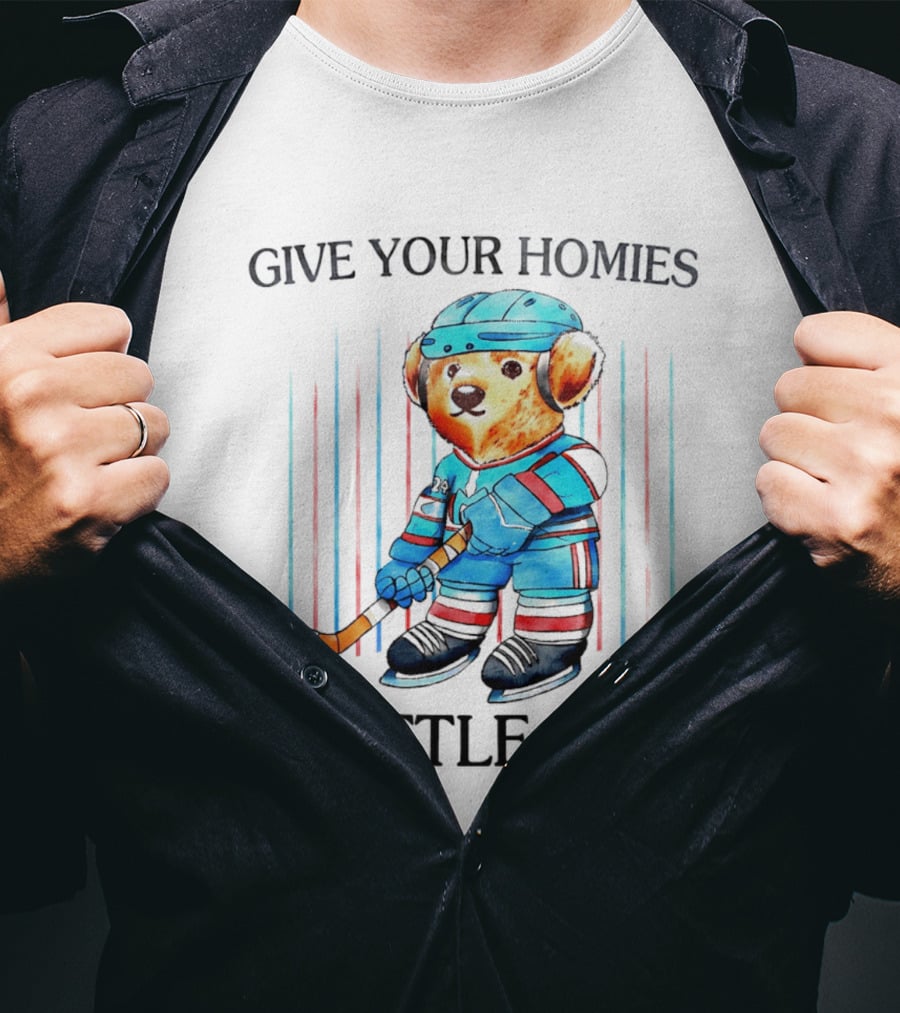 Give Your Homies A Little Kiss Bear Hockey Player T-Shirt
