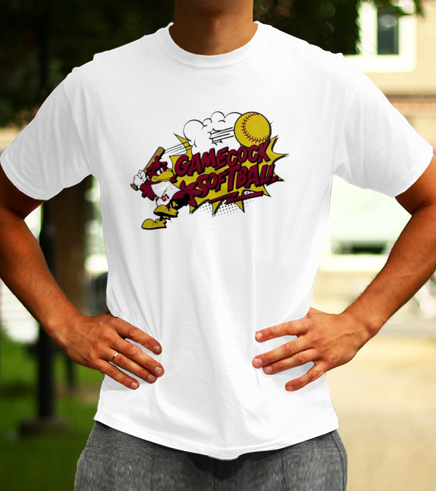 Gamecock Softball Cartoon Player Batting With Ball T-Shirt