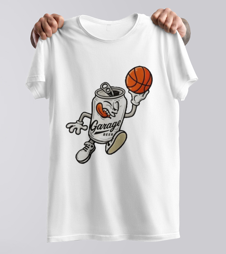 Garage Beer Can Basketball Cartoon T-Shirt