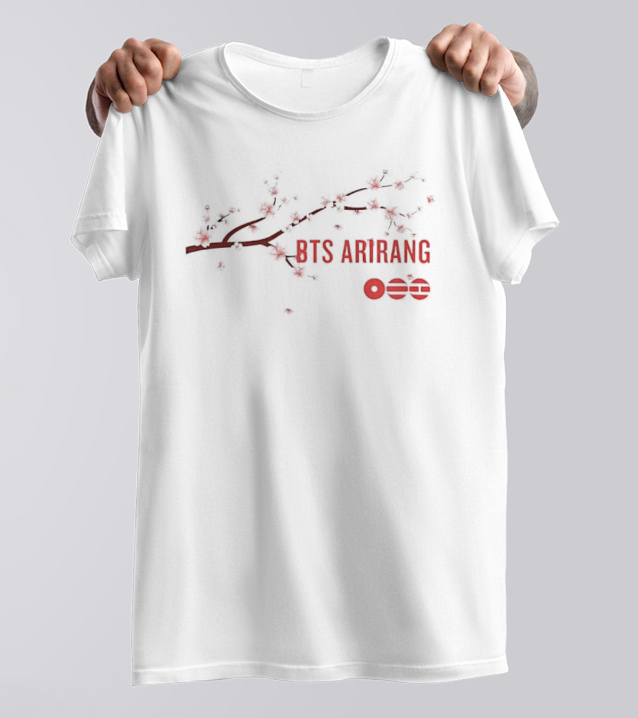 BTS Arirang Cherry Blossom Branch Red Blooms T-Shirt