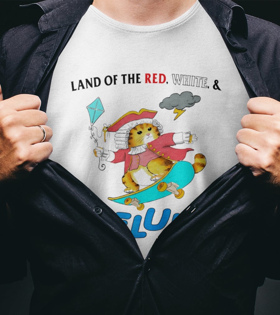 Land Of The Red White And Delulu Cat Pirate Skateboard Kite T-Shirt