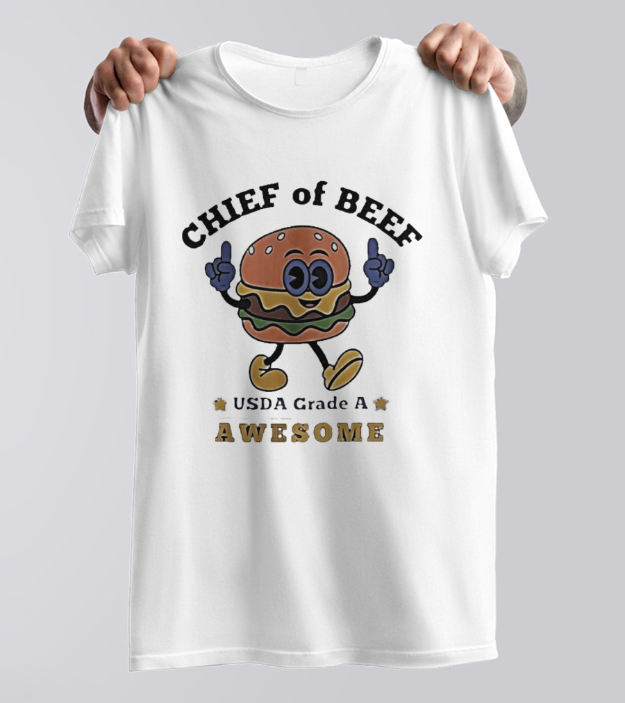 Chief Of Beef USDA Grade A Awesome Burger Cartoon T-Shirt