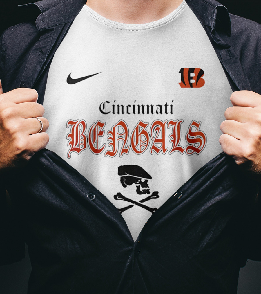 Cincinnati Bengals Dropkick Murphys Skull Nike Collaboration T-Shirt
