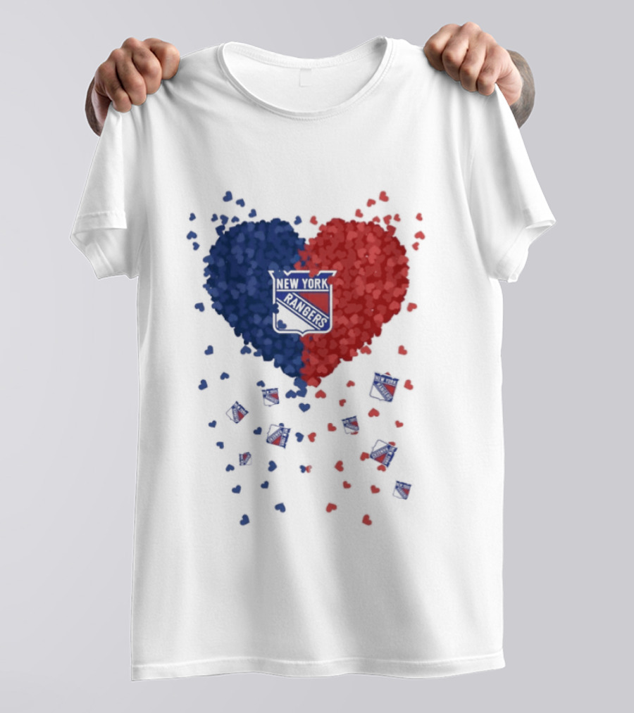New York Rangers Heart Shaped Emblem With Blue And Red T-Shirt