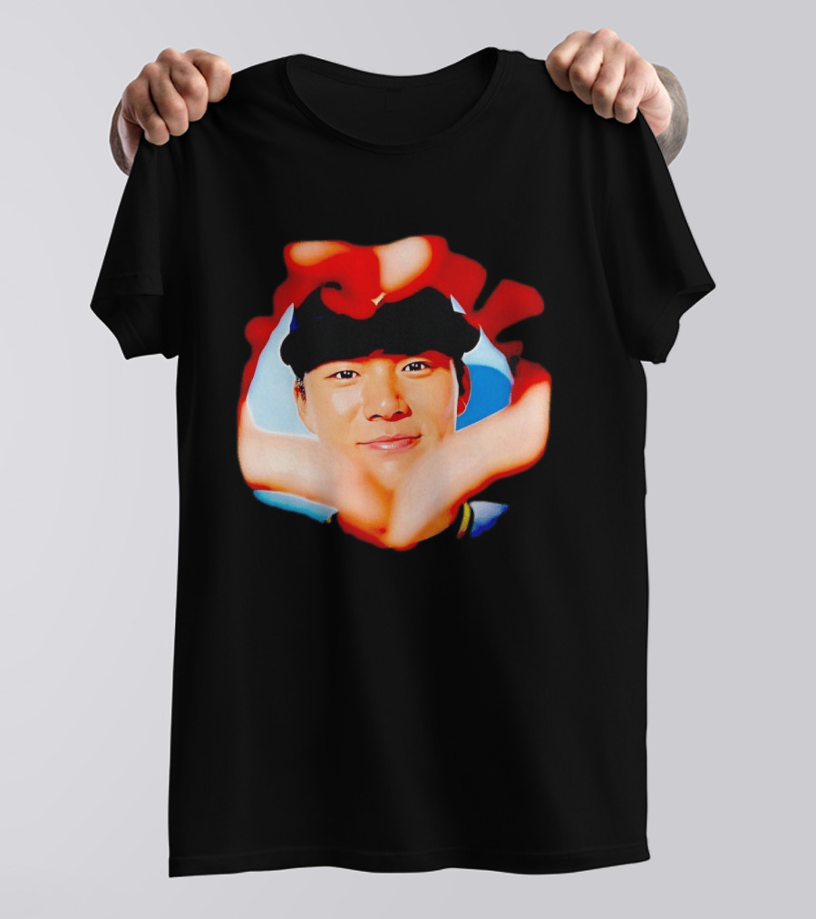 Yoshinobu Yamamoto Los Angeles Dodgers Heart Hand Photo T-Shirt
