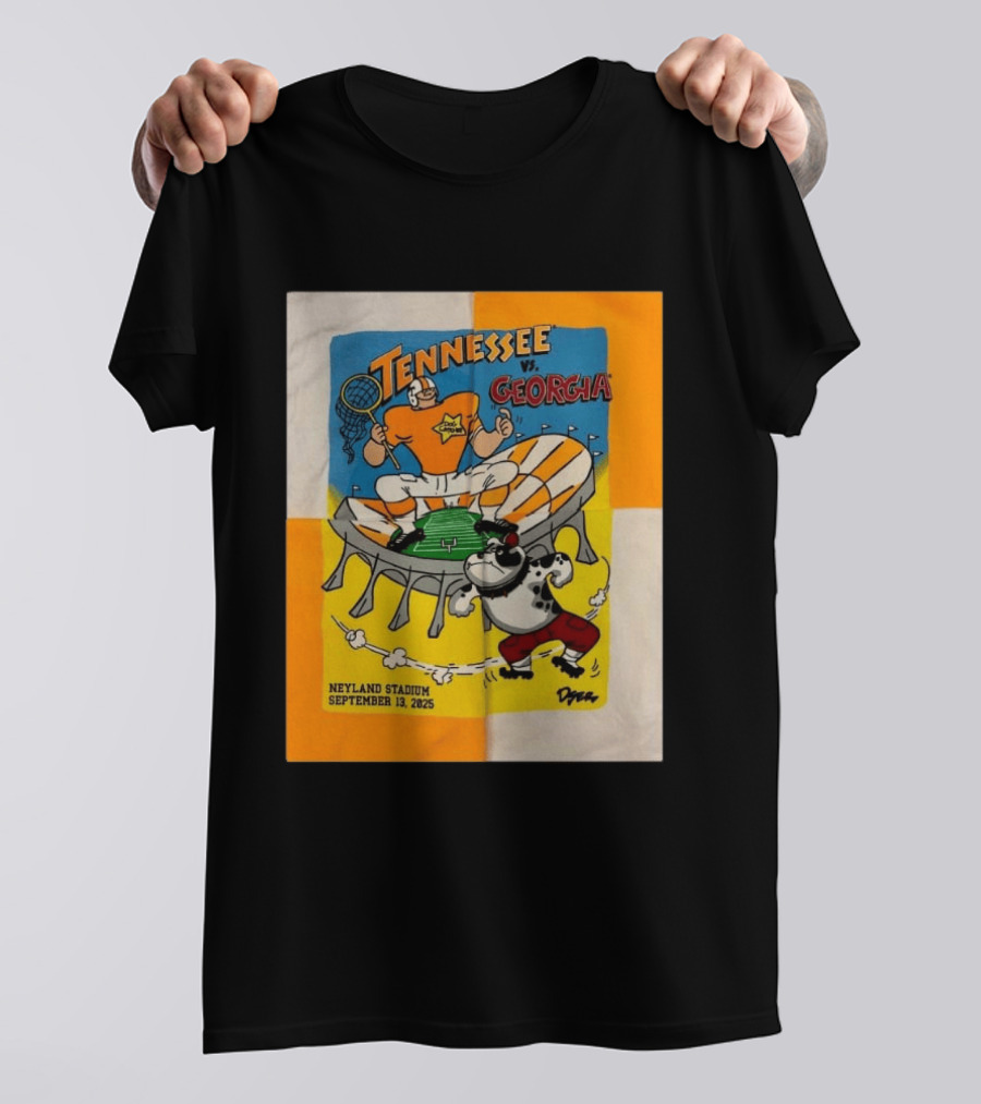 Tennessee Vs Georgia Neyland Stadium September 13 2025 Cartoon Bulldogs Volunteers T-Shirt
