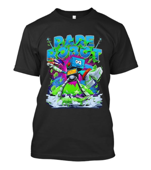 RARE ROBOT 555 Futuristic Retro Neon Style Robot Explosion T-Shirt