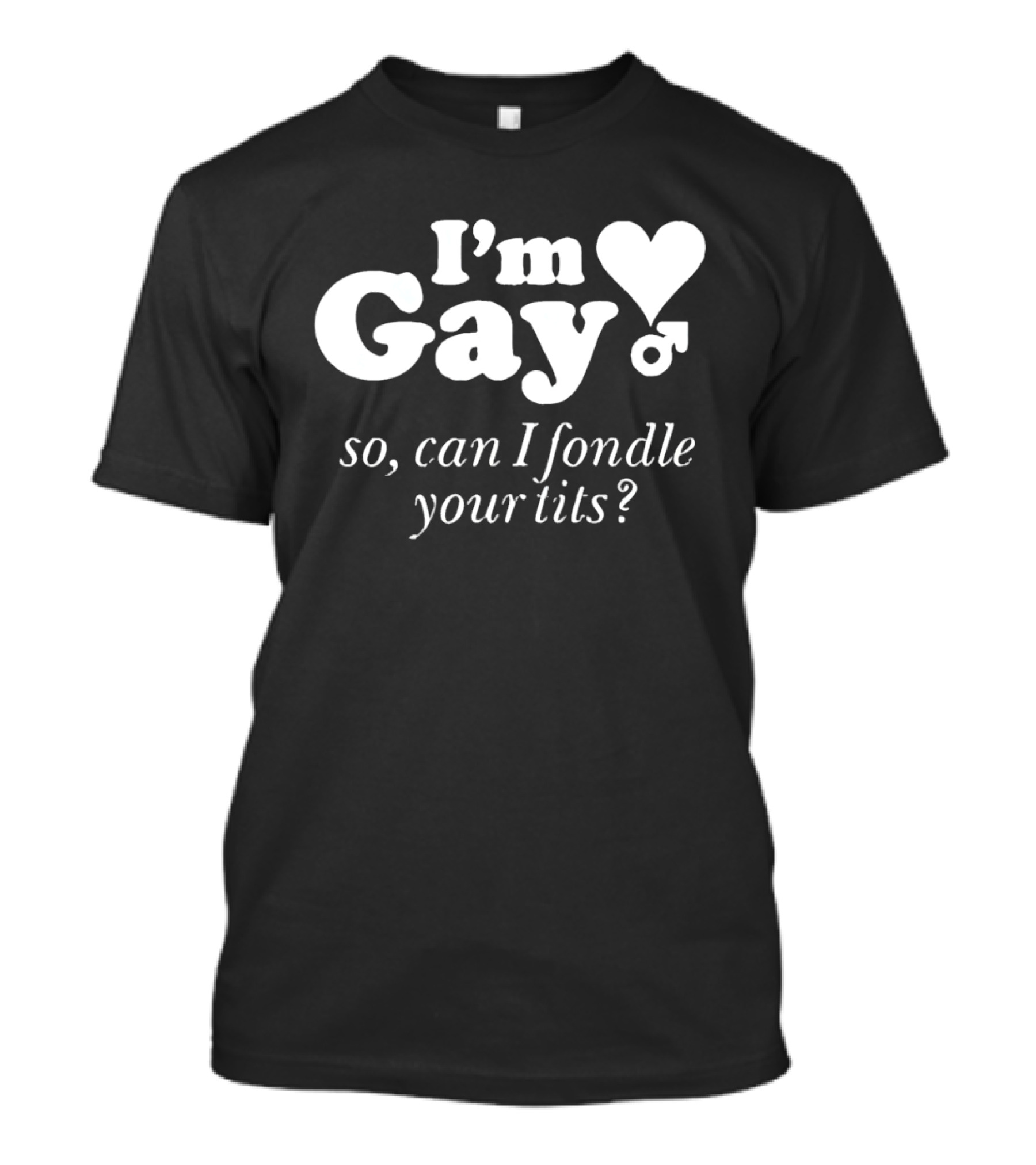 I'm Gay So Can I Fondle Your Tits Heart Symbol And Male T-Shirt