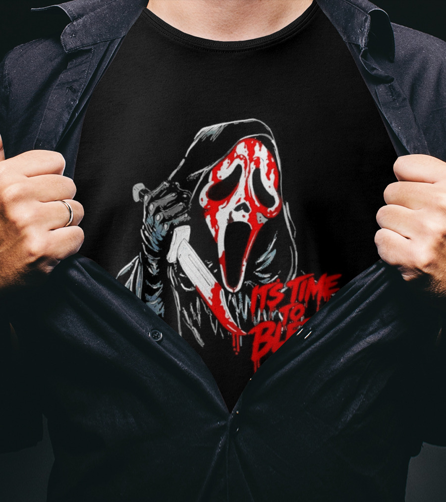 Ghost Face Time To Bleed Horror Iconic Scream Mask T-Shirt