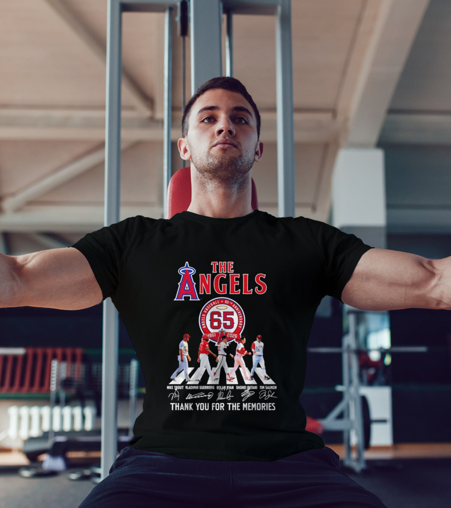 The Angels Baseball 65th Anniversary 1961 2026 Thank You For The Memories Mike Trout Vladimir Guerrero Nolan Ryan Shohei Ohtani Tim Salmon T-Shirt