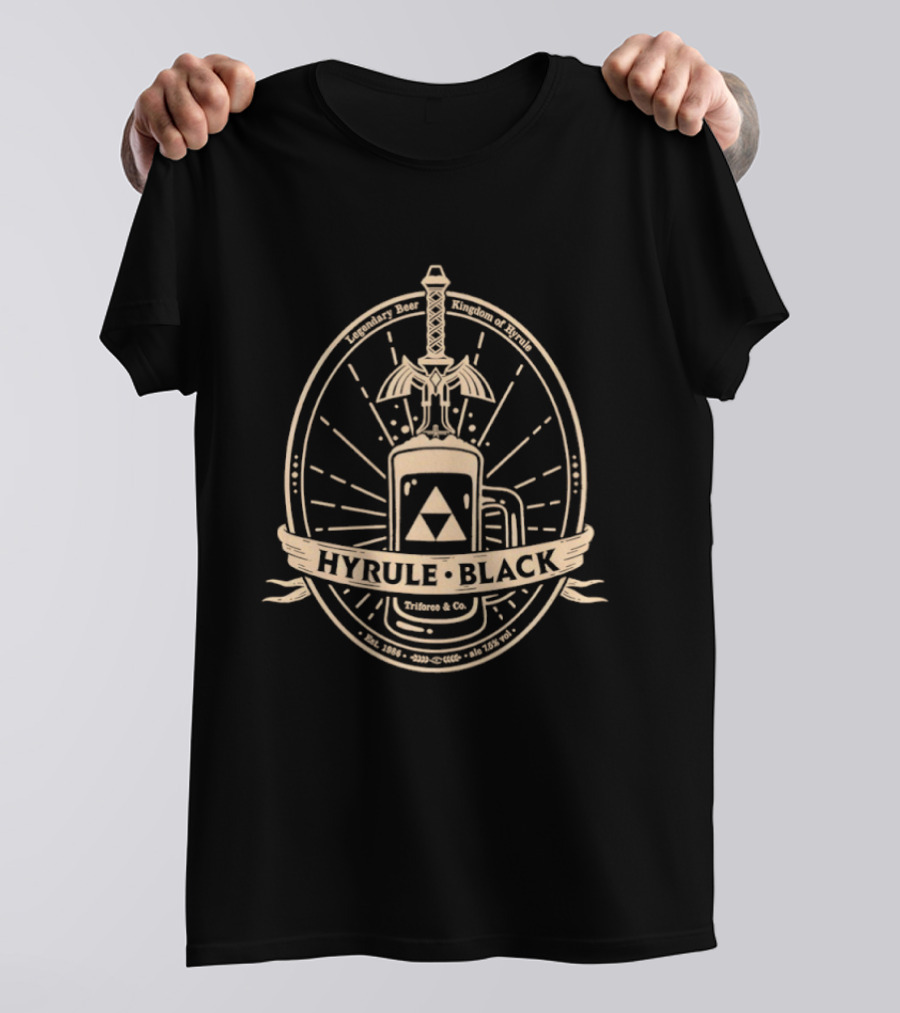 Legendary Beer Kingdom Of Hyrule Hyrule Black The Legend Of Zelda Est 1986 Triforce Sword T-Shirt