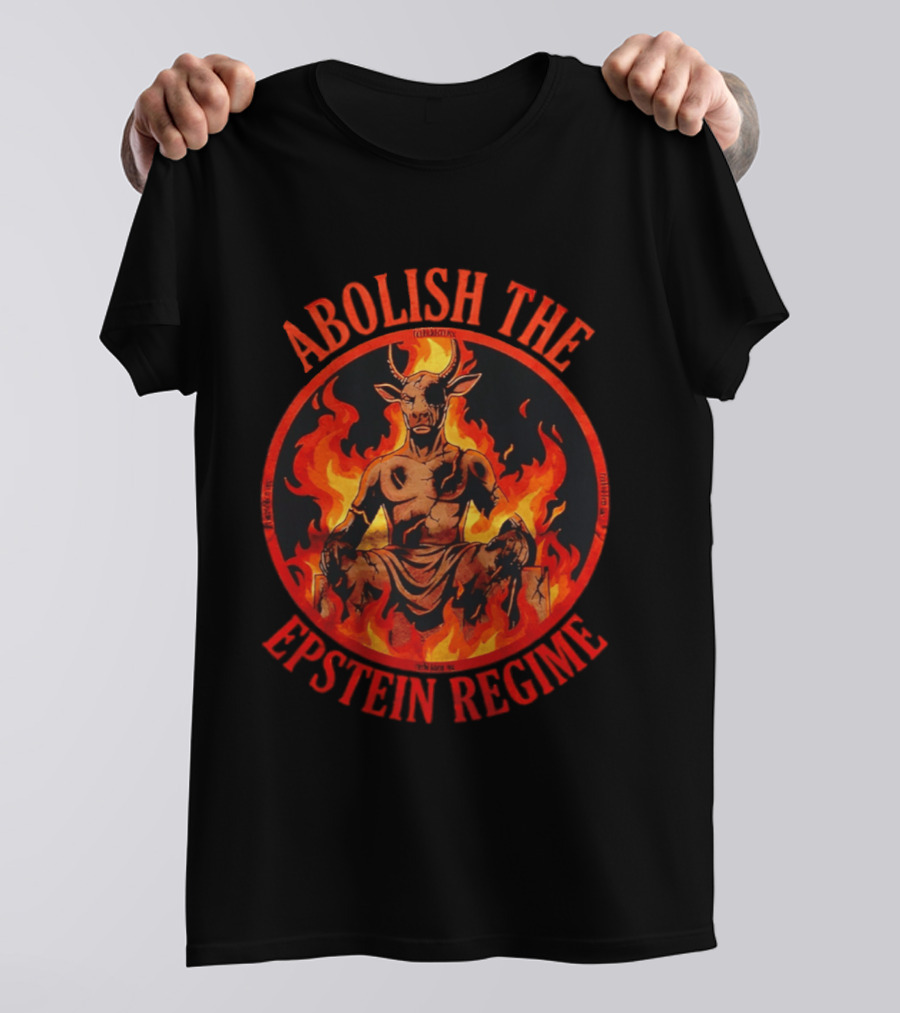 Abolish The Epstein Regime Goat Demon In Flames T-Shirt