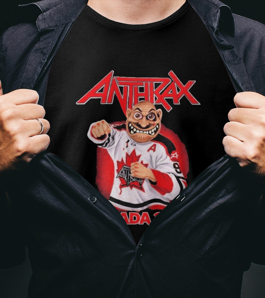 Anthrax Canada 2026 Tour No Man Hockey Player Elbows Up T-Shirt