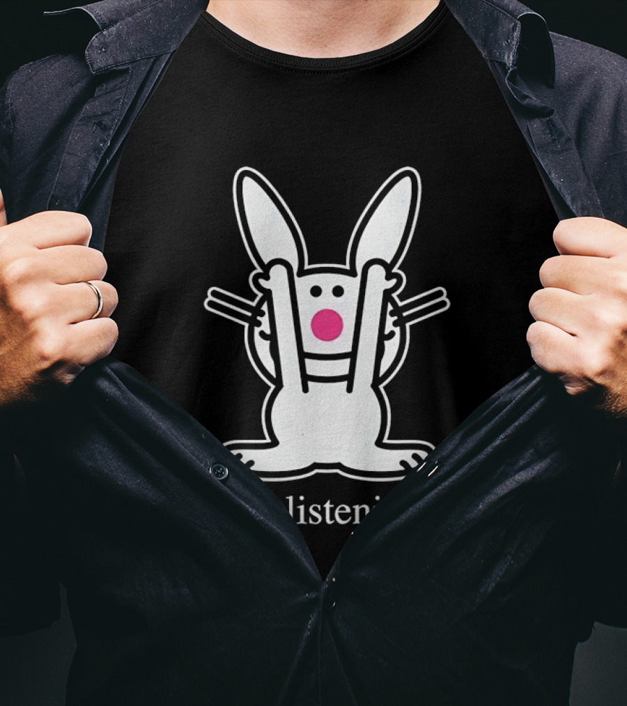 Bunny Not Listening Playful Ears Up Cartoon T-Shirt