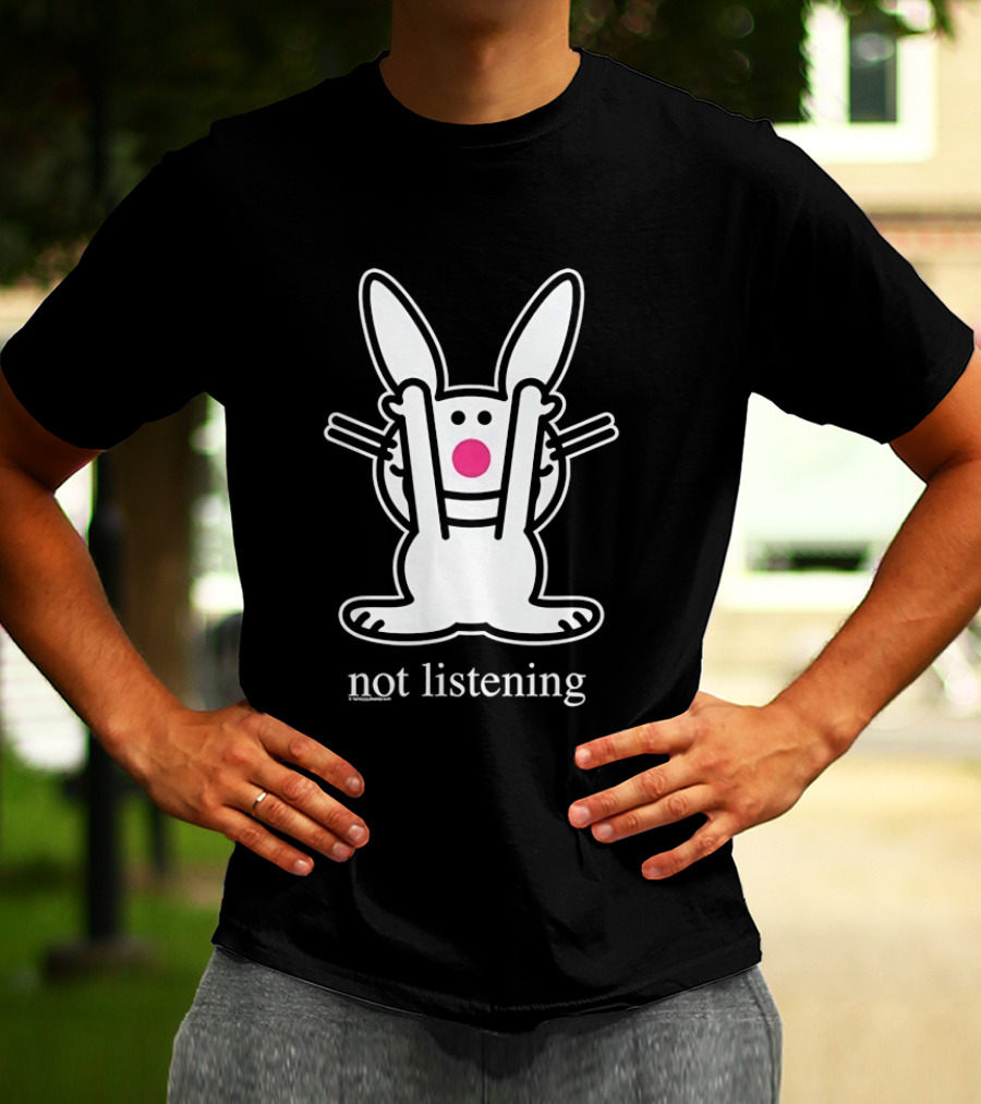 Bunny Not Listening Playful Ears Up Cartoon T-Shirt